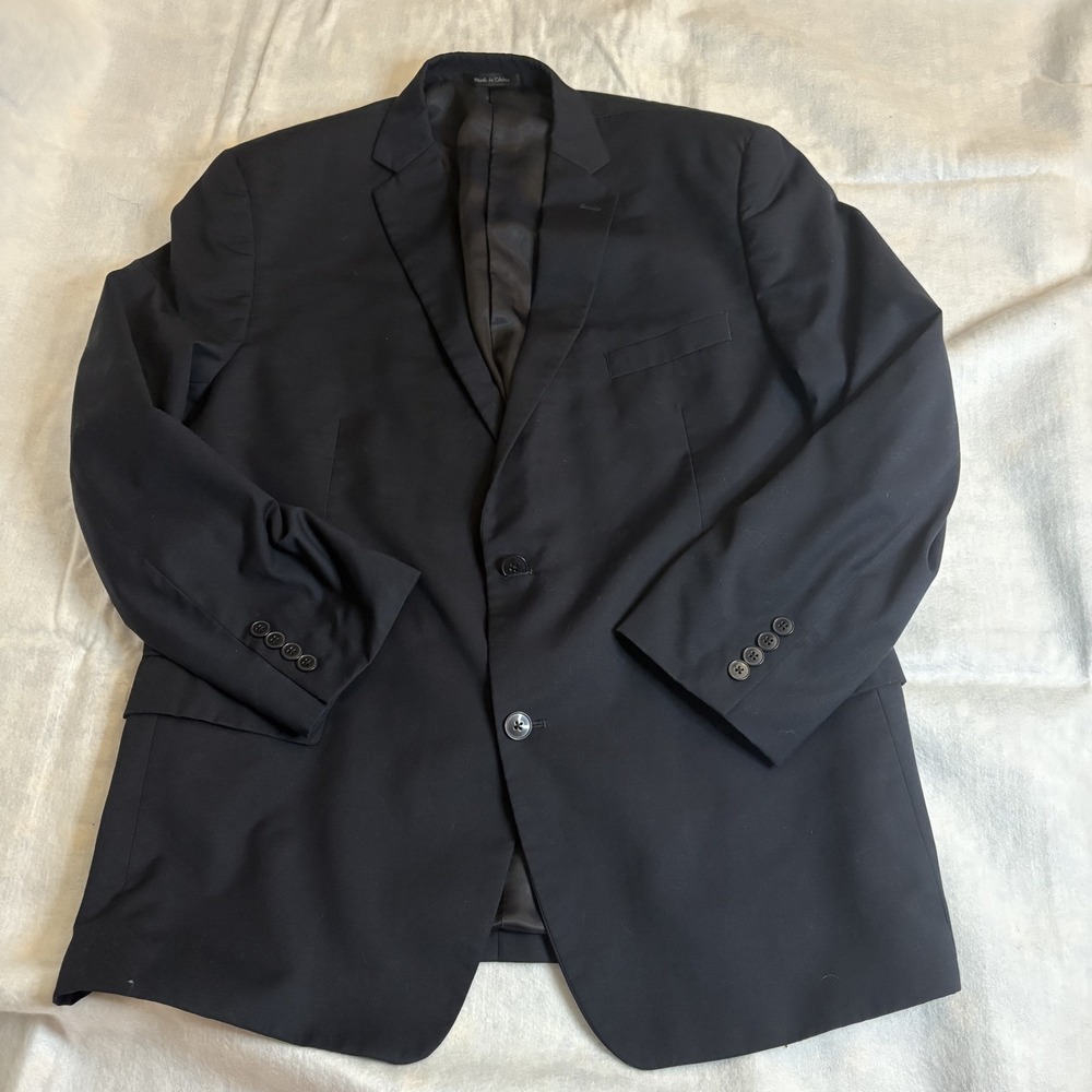 Calvin Klein Suit Jacket Two Button Black Notch Lapel Side Vent Formal 46R